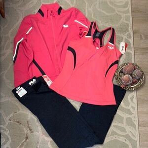NWT🌷FILA SPORT🌷Bundle coral long sports bras, running jacket, gray fitness pants